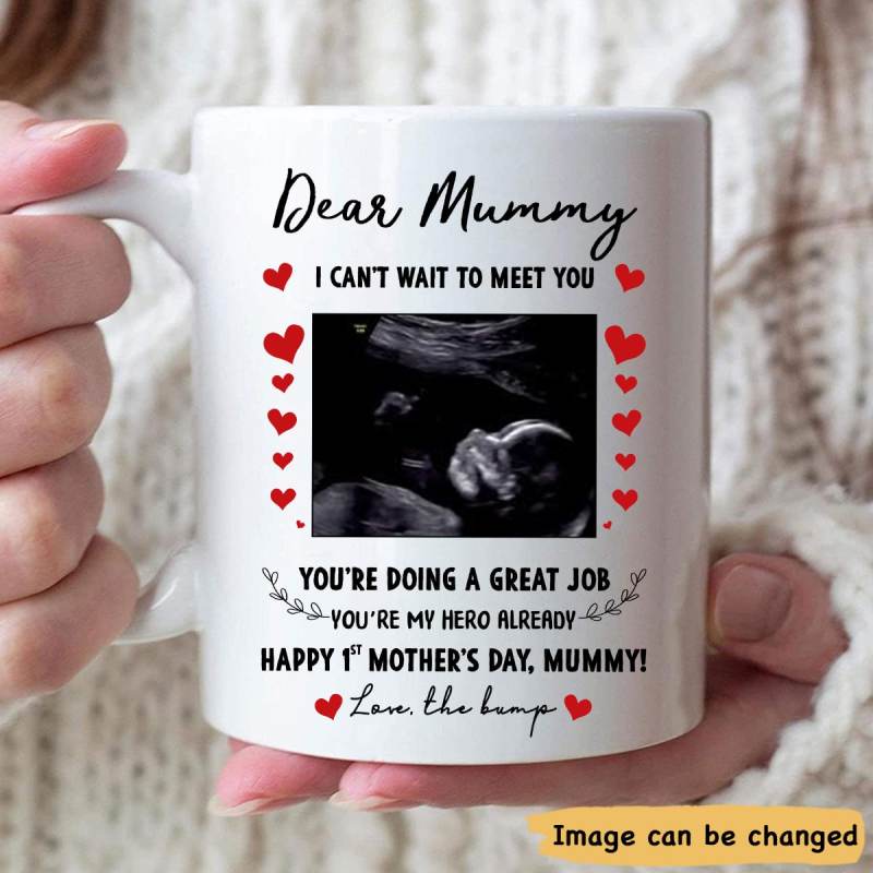 Personalized I Can’T Wait To Meet You Happy First Mother’S Day Mummy Mug