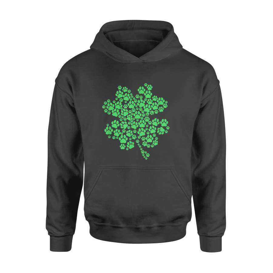 Lucky Clover Paw Dog Puppy St Patricks Day Hoodie