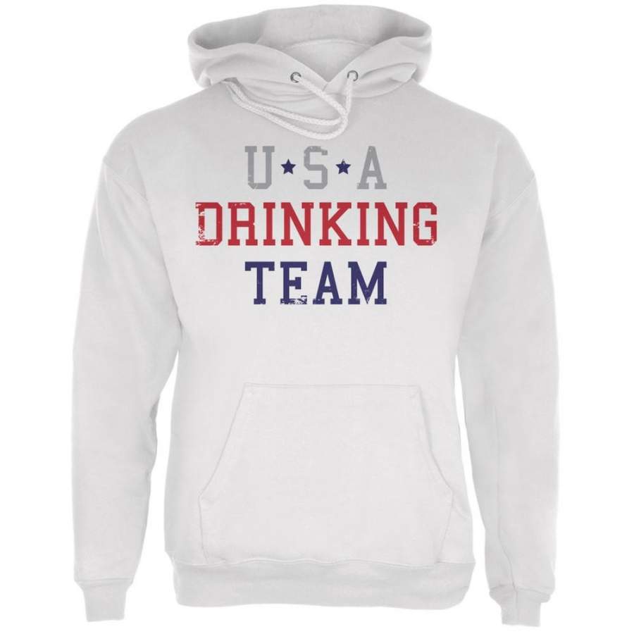 4th of July USA Drinking Team White Adult Hoodie