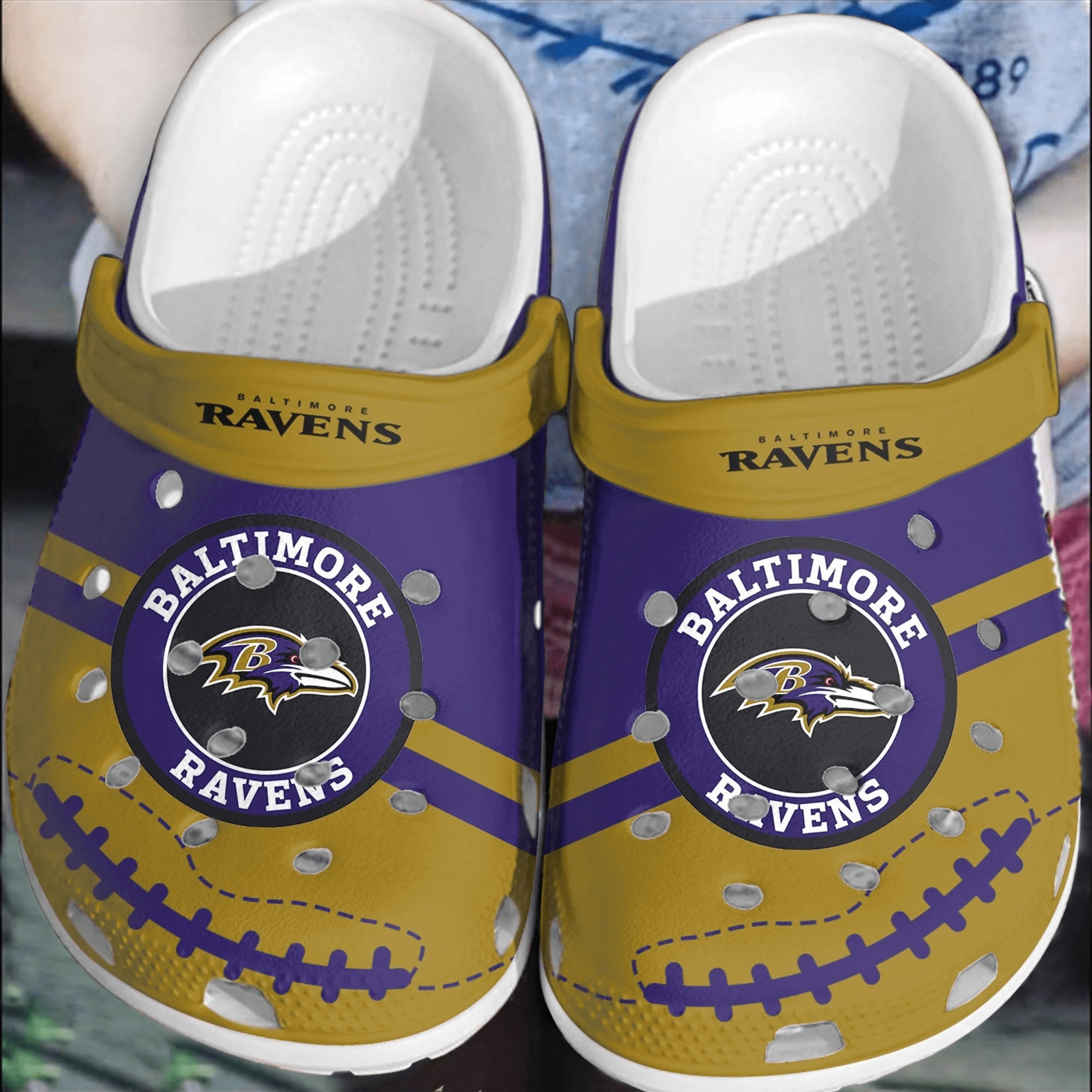 NFL Baltimore Ravens Football Crocss Clogs Comfortable Shoes Crocband For Men Women