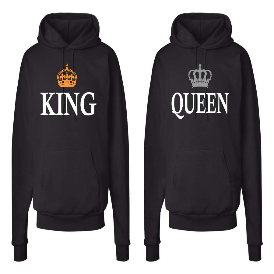 King Queen Hoodies Crown Couples Matching His Hers Sweatshirts