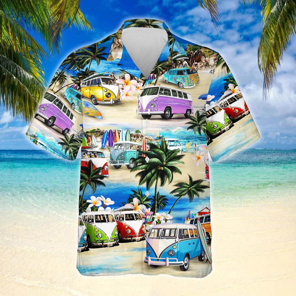 Camper Van Camping In A Tropical Beach Hawaii Shirt Ha57522