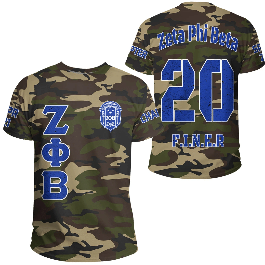 Sorority Tshirt – Personalized Zeta Phi Beta Camouflage Tshirt