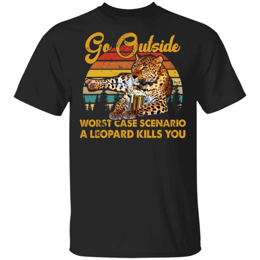 Vintage Retro Worst Case Scenario A Leopard Kills You Adventure Trip Gifts T-Shirt