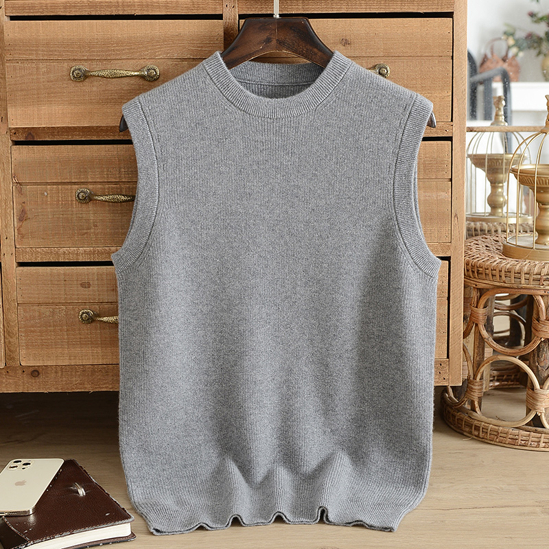 Cashmere sweater men’s round neck vest thickening autumn and winter sleeveless pure cashmere knitted vest loose vest casual base alx