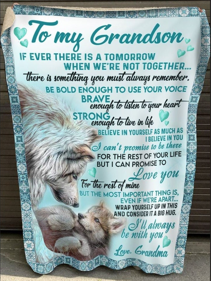 Grandma – Gift For Your Beloved Grandson Blanket Custom Blanket Family Matching Gift Christmas Blanket Christmas Gift Custom Blanket