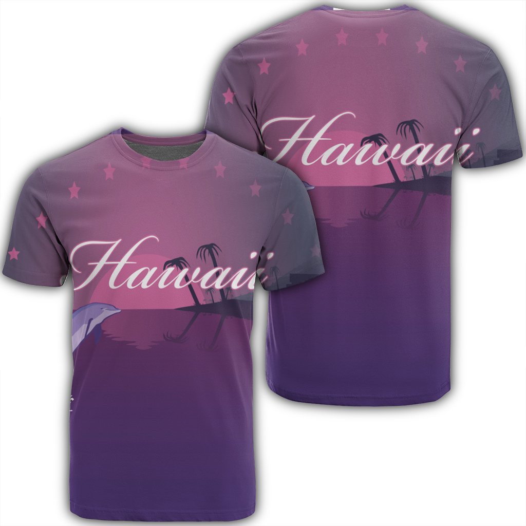 Hawaiian Dolphin Violet Polynesian T-Shirt – AH – K5