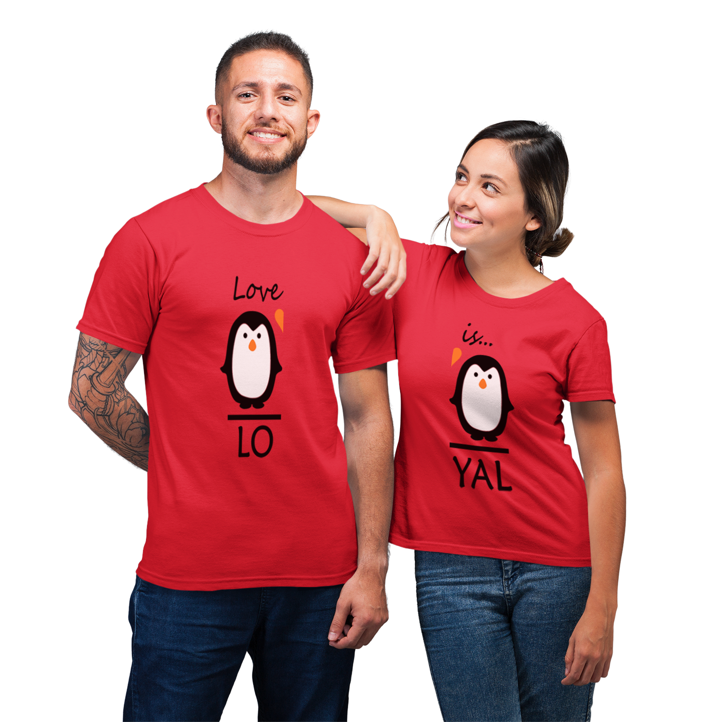 Love Is Loyal Penguin Heart Shirt For Couple Lover Matching T-shirt