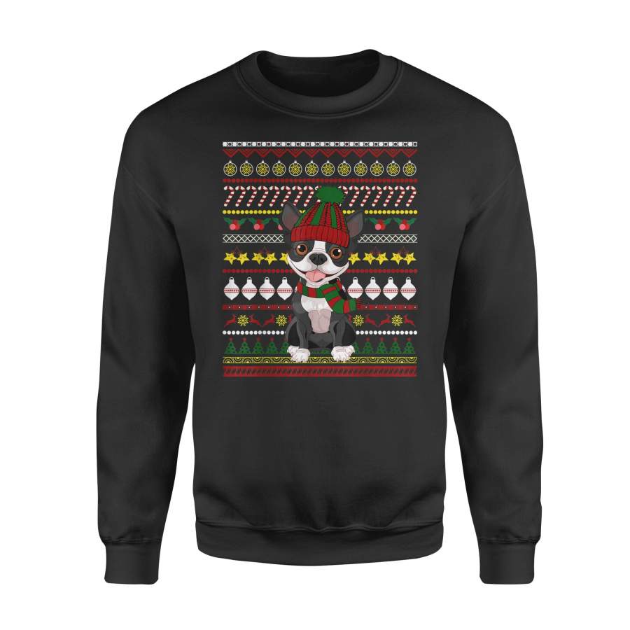 Boston Terrier Santa Claus Ugly Sweater Dog Gift T Shirt – Standard Fleece Sweatshirt