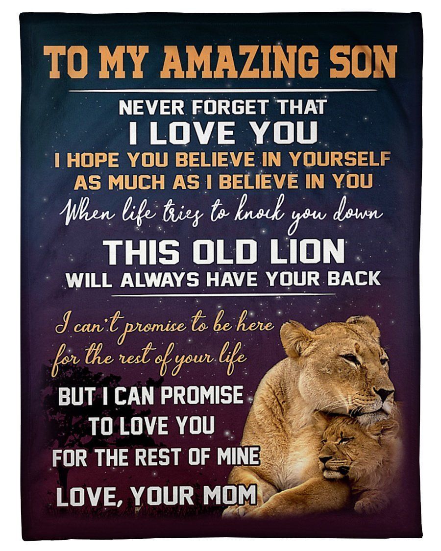 This Old Lion Will Always Have Your Back Lovely Message Gifts For Son Blanket