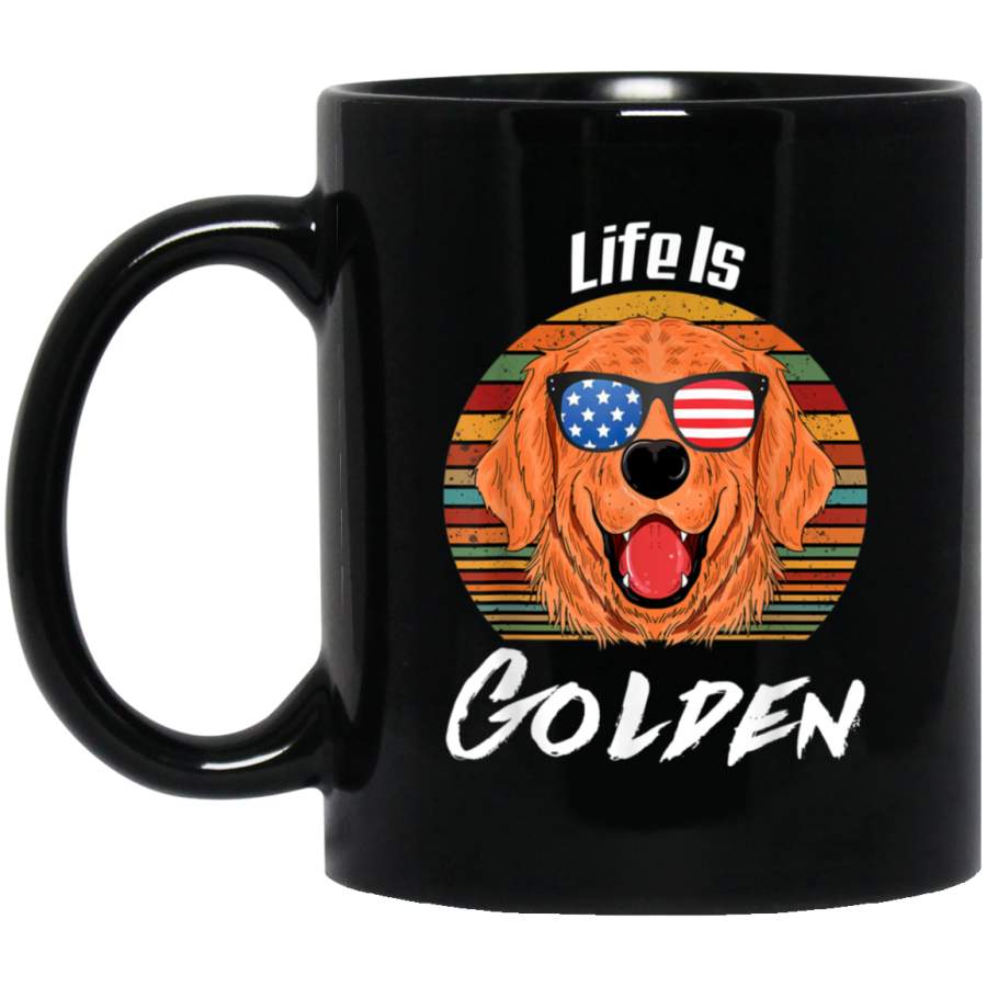 Life Is Golden Retriever Funny Puppy and Dog Lovers Gift Mug