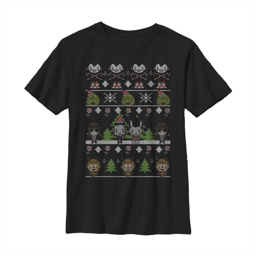 Universal Monsters Boy’s Ugly Christmas Style  T Shirt