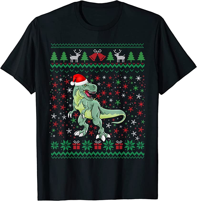 Ugly Sweater Santa Hat Christmas Dinosaur Lover Animal Hat T-Shirt