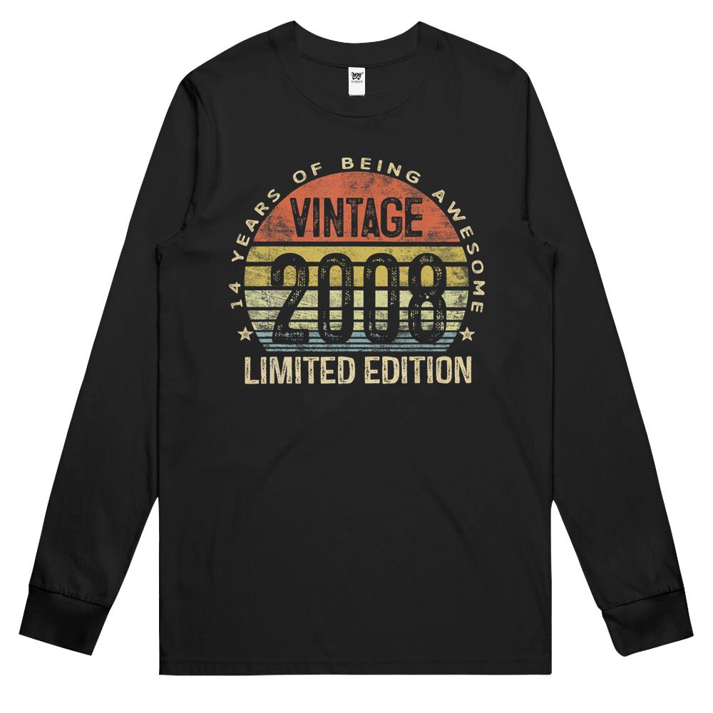 14 Year Old Gifts Vintage 2008 Limited Edition 14Th Birthday Long Sleeve T Shirts