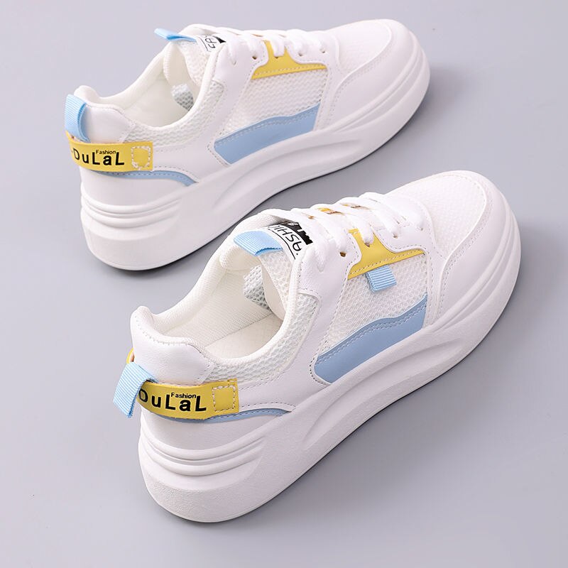 Microdeer 2022 Fashion Sneakers Women’S Shoe Summer New Mid Heel Comfortable Sport Shoe Lacing Breathable Ladies Casual Light Mesh Shoe