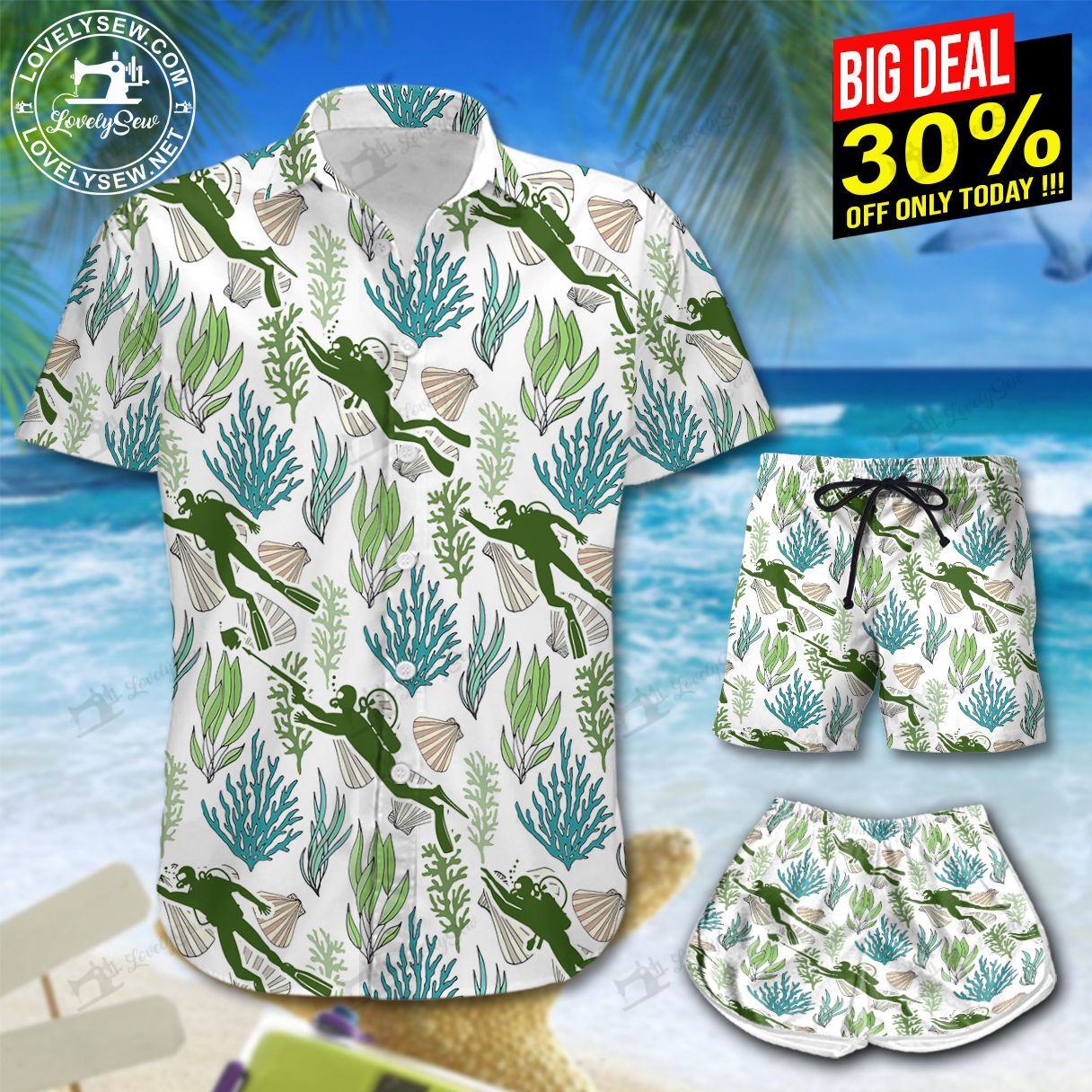 Scuba Diving Line Hawaiian Shirt Shorts Ha104943