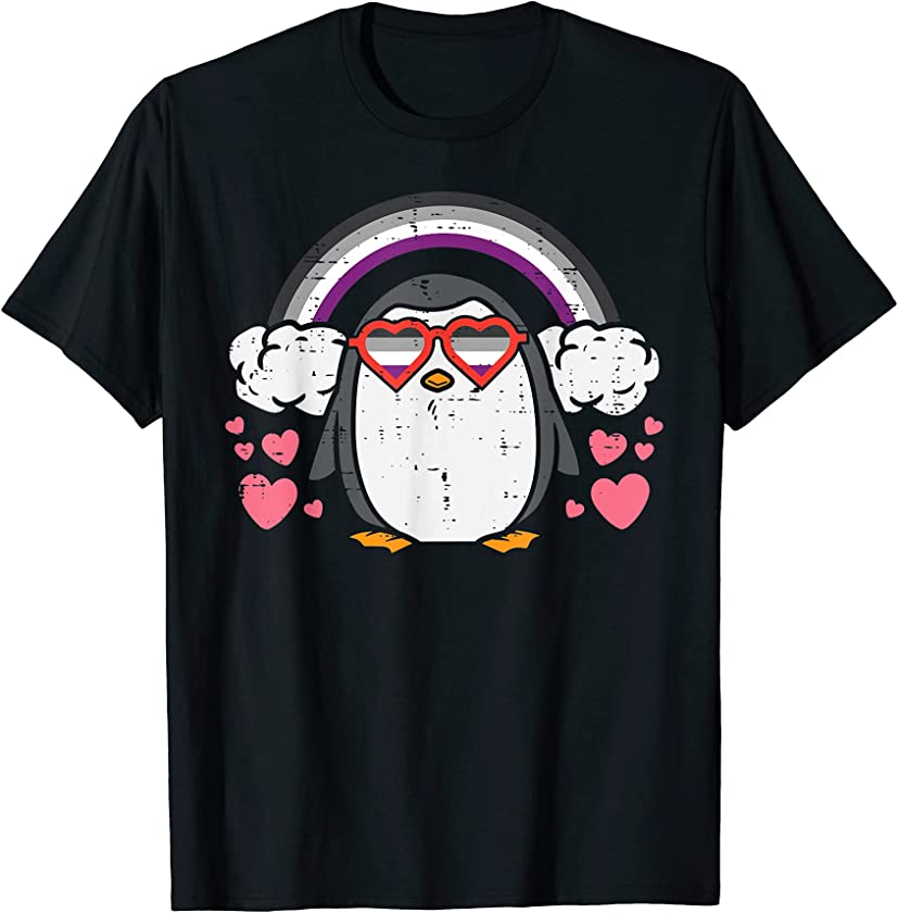 Penguin Asexual Flag Animal Gayguin LGBTQ Ace Pride Ally T-Shirt