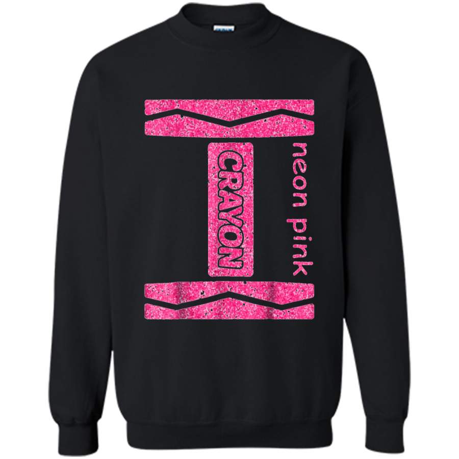 Neon Pink Crayon Halloween Couple Friend Group Costume Printed Crewneck Pullover Sweatshirt