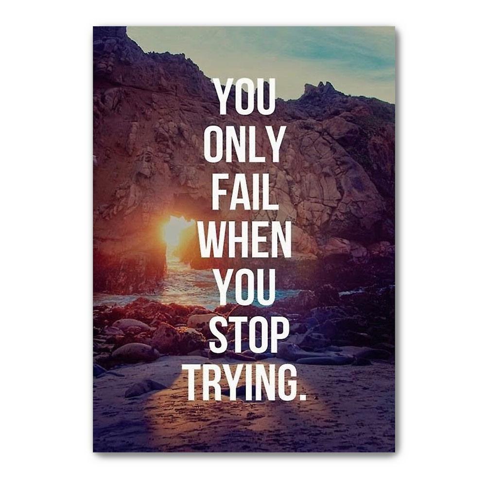 Poster Canvas Bodybuilding Fitness Inspirational Quote, You Only Fail When You Stop Trying, Fitness Decor, Gym Poster Wall Decor, Poster Gift Decor Home Decor Wall Art Visual Art