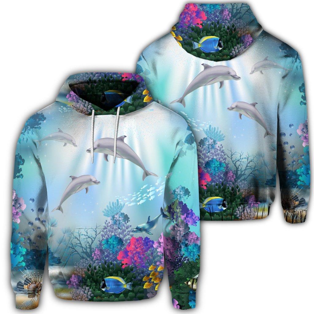 Hawaiian Dolphins Play The Ocean Polynesian Hoodie