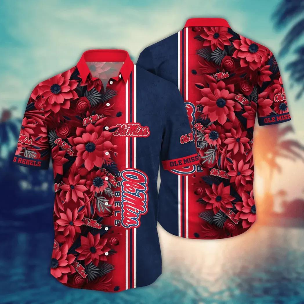 Ole Miss Rebels Ncaa Flower Aloha Hawaiian Shirt 3, Ncaa Hawaiian Shirt