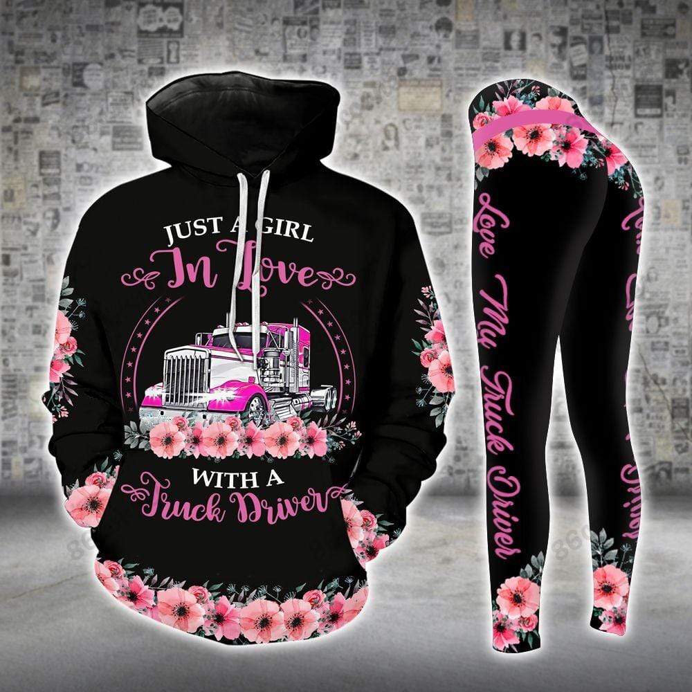 A Girl In Love With Truck Driver Flowers 3D Hoodie or Legging #L