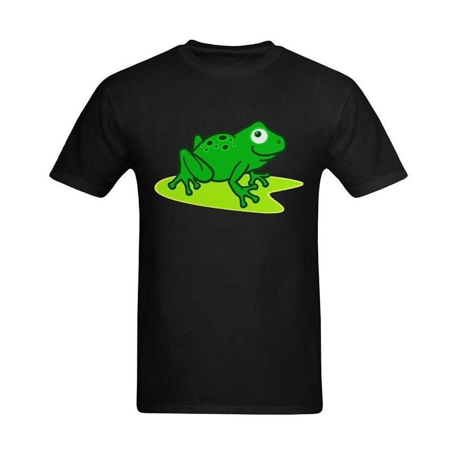 Men’s Frog ON Lotus Leaf Art T-Shirt Cheap fashion short sleeved T shirt