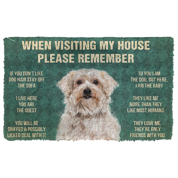 Waybackapparel Please Remember Dandie Dinmont Terrier Dogs House Rules 3D Doormat