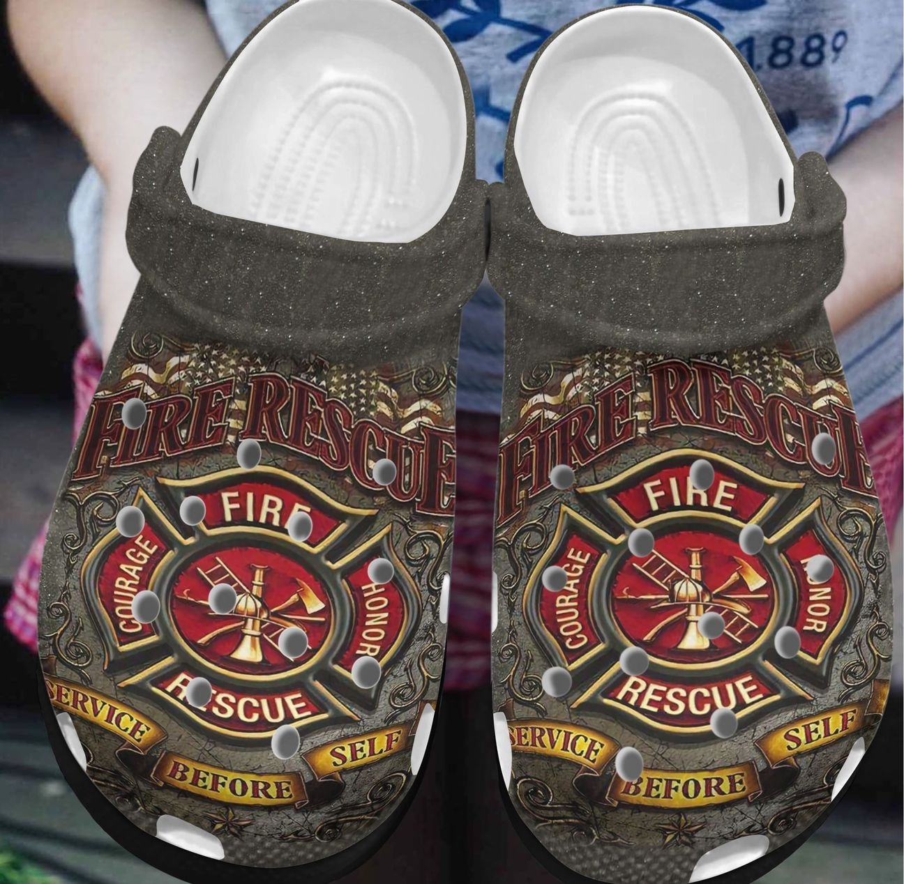 Firefighter Personalized Clog, Custom Name, Text, Color, Number Fashion Style For Women, Men, Kid, Print 3D Waiting, Prepared To Serve, Is Serving