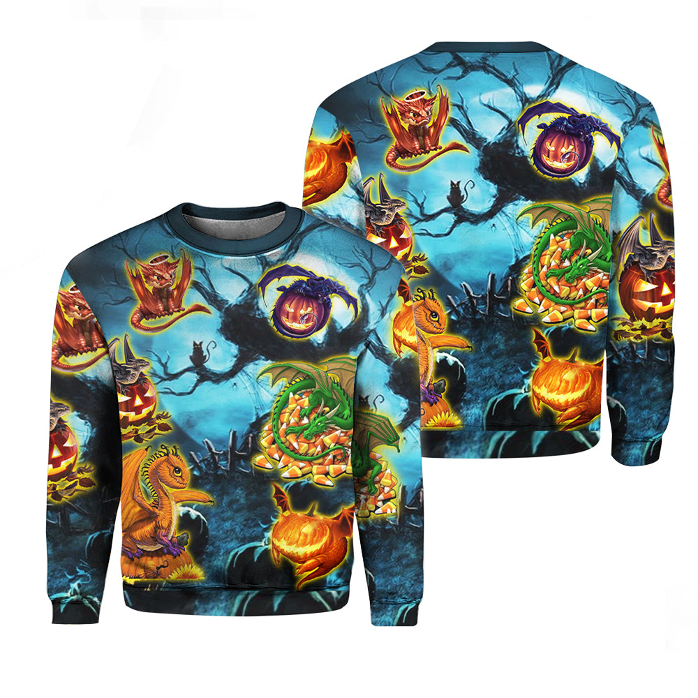 Halloween Dragon Pumpkin Sky Night Crewneck Sweatshirt All Over Print Sweatshirt For Women Sweatshirt For Men Swn1202