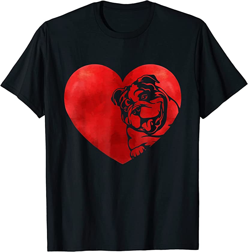 Cute Hearts English Bulldog Dog Puppy Lover Valentines Day T-Shirt