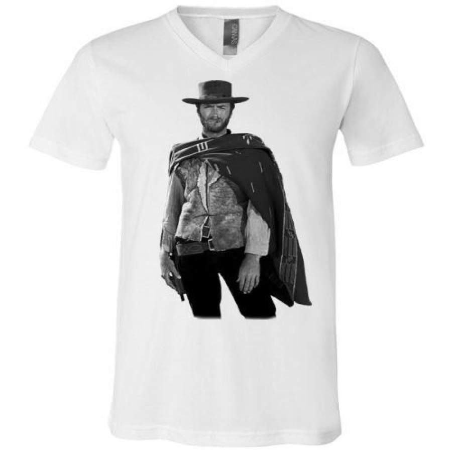 Clint Eastwood – The Man with No Name Spaghetti Western Sergio Leone The Good, the Bad and the Ugly ,v3, Canvas Unisex V-Neck T-Shirt