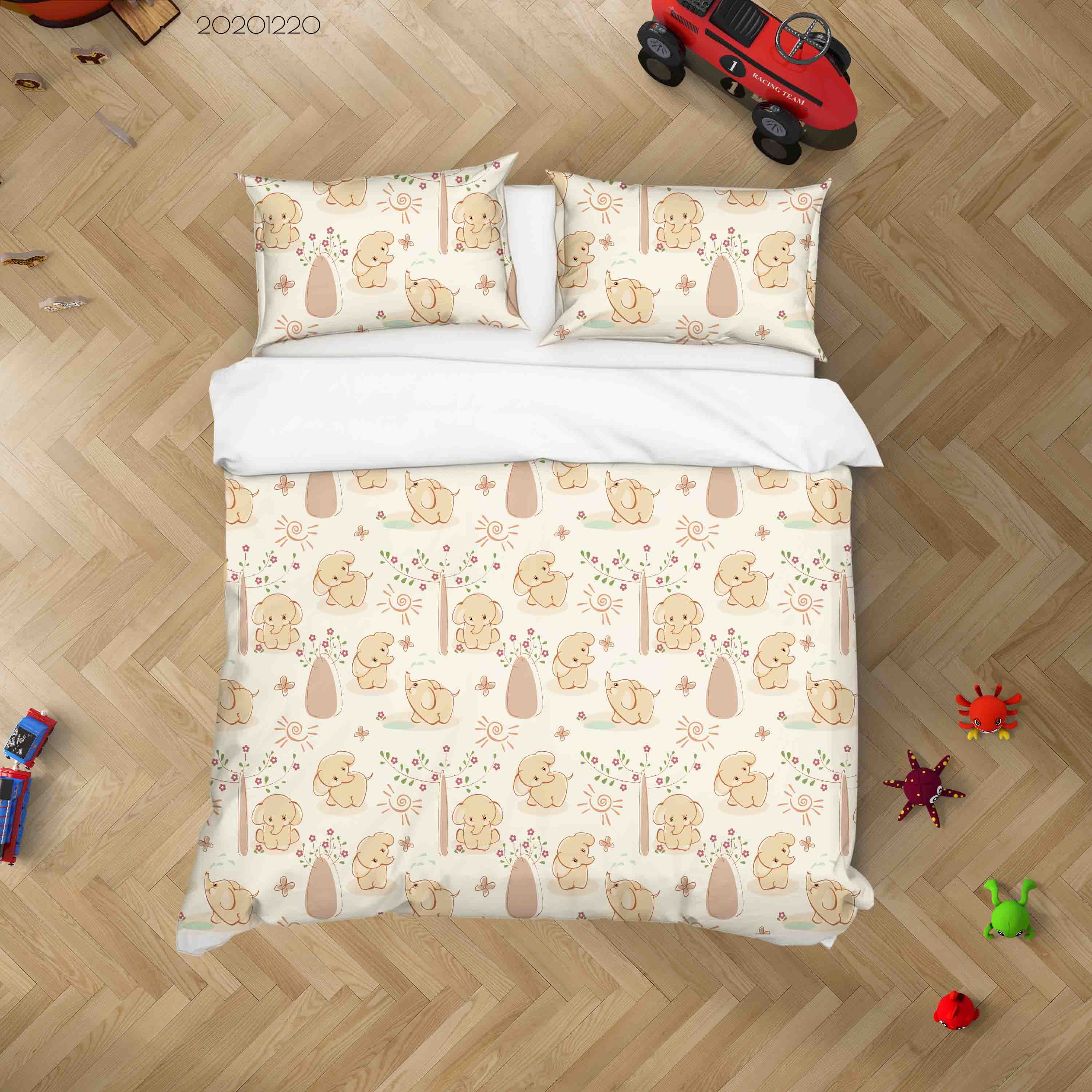 3D Hand Drawn Animal Elephant Forest Quilt Cover Set Bedding Set Duvet Cover Pillowcases 55