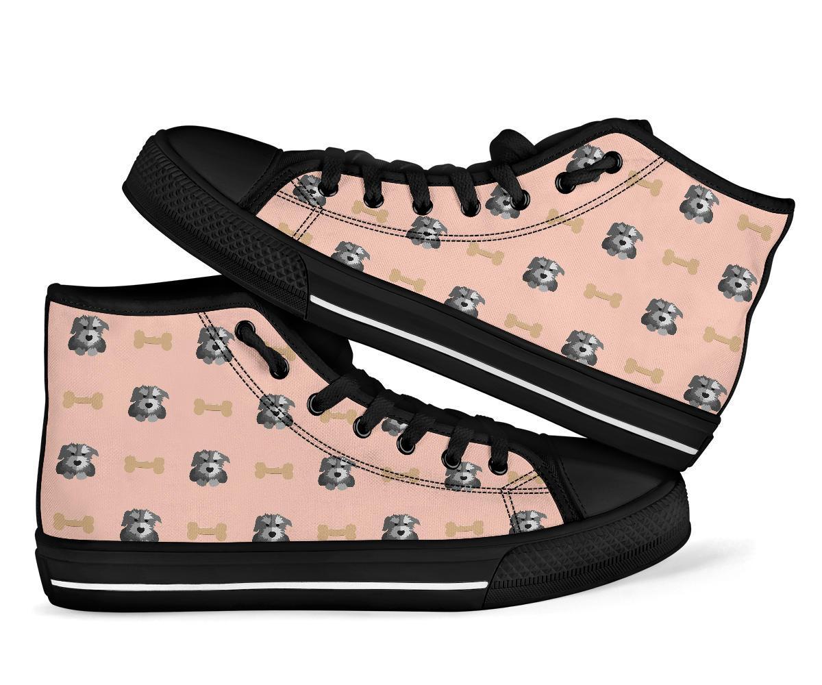 Dog Puppy Schnauzer Pattern Print Men Women’S High Top Shoes