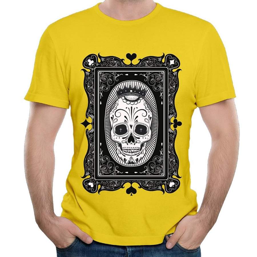 Skull Poker Pattern Men’S Tee Cotton Short Sleeve T-Shirt