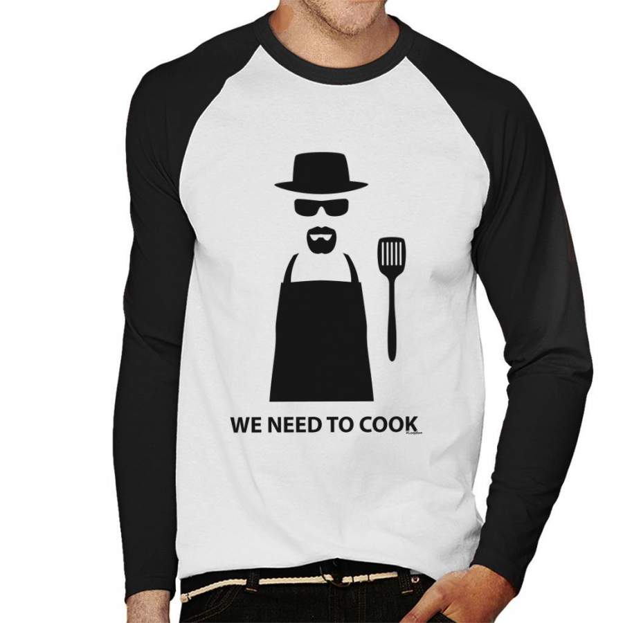 Breaking Bad We Need To Cook Heisenberg Black Print Men’s Baseball Long Sleeved T-Shirt