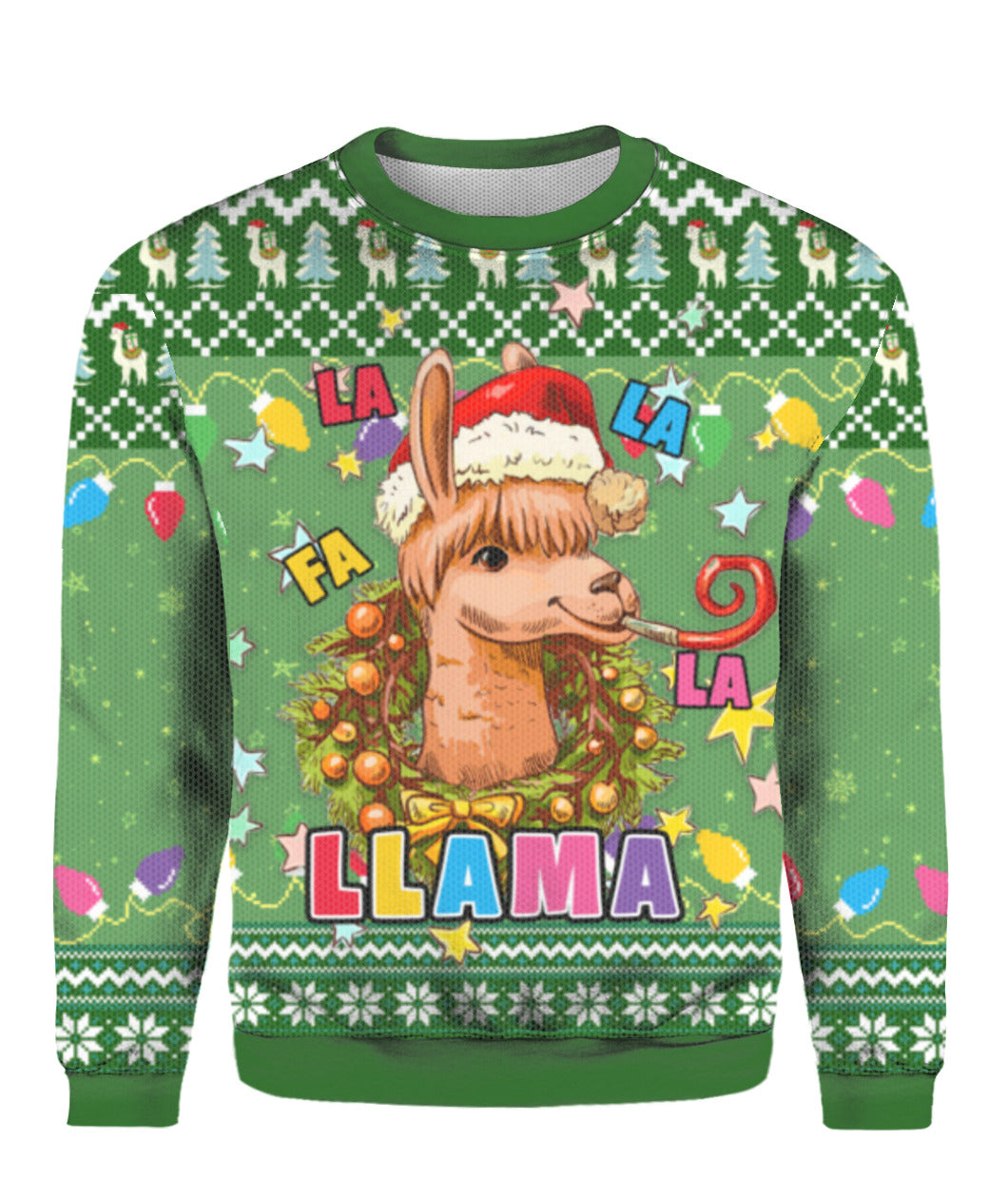 Llama In Santa Hat With Christmas Ugly Christmas Sweater | For Men & Women | Uh1402