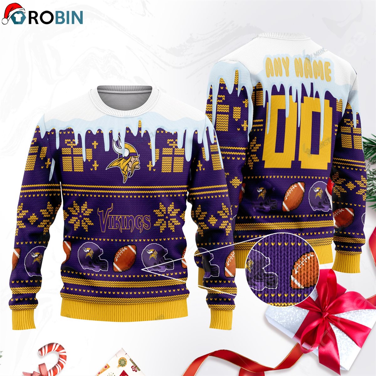 Minnesota Vikings Gift For Fan Ugly Wool Sweater Christmas Sweatshirt Swt153