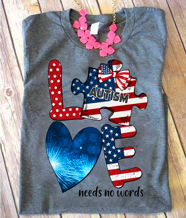 Love Autism Awareness American Flag Independence Day  Gift Standard/Premium T-Shirt