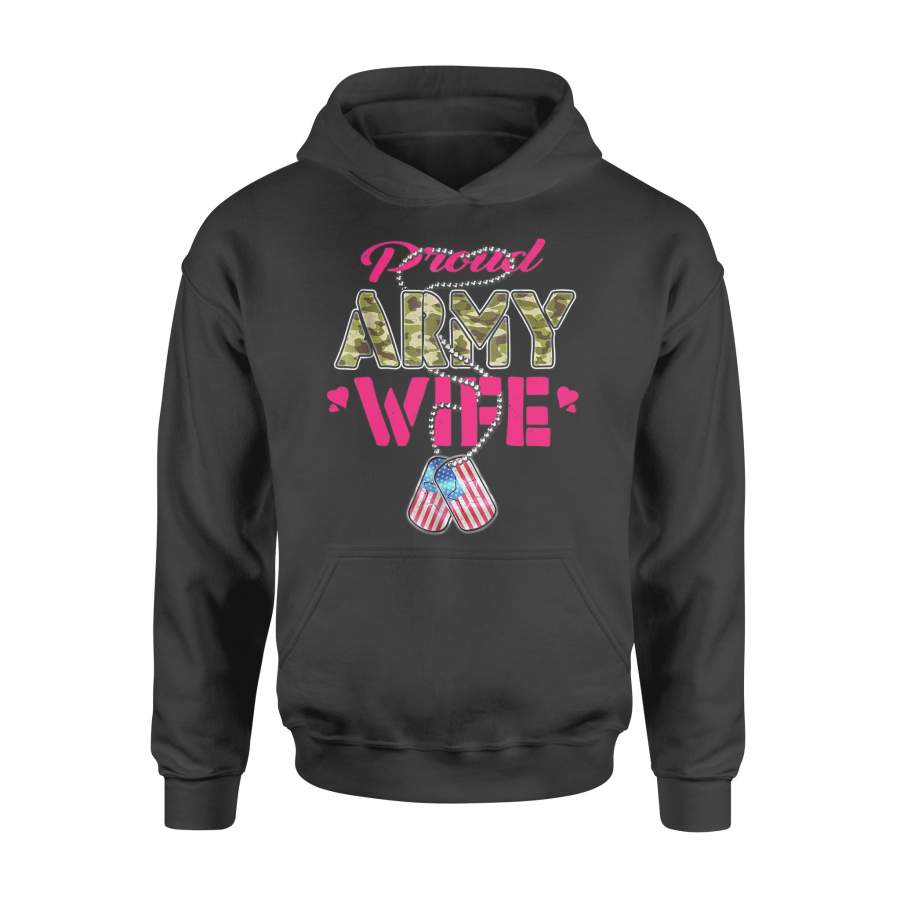 Women Proud Army Wife Valentines Day Hoodie Classic Design Printing Gifts for Wife