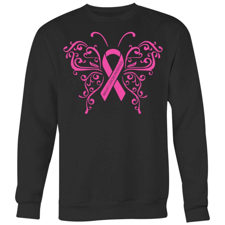 Breast Cancer Awareness Shirt, Butterfly Pink Ribbon Shirts