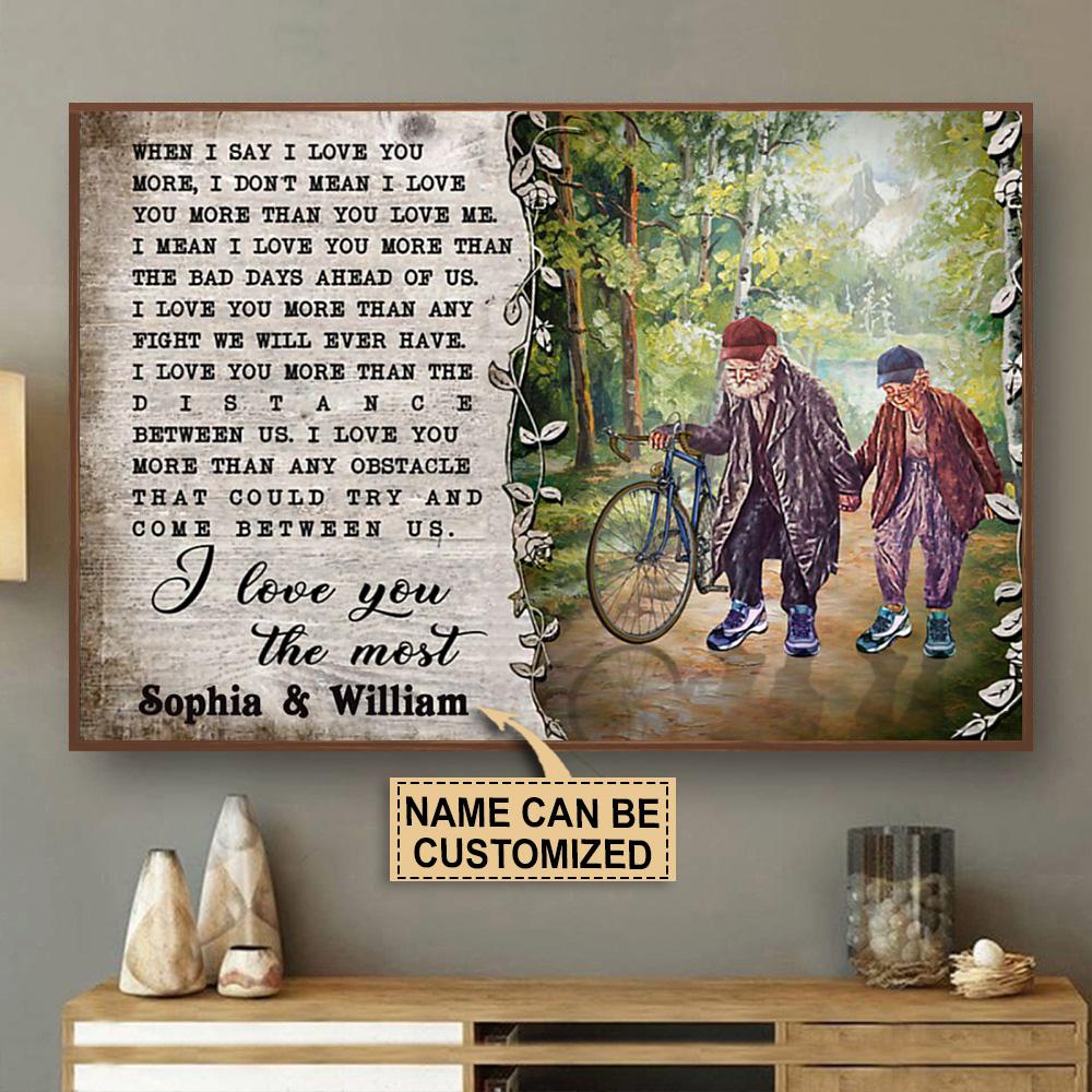 Personalized Canvas, Custom Canvas Prints Cycling Couple I Love You The Most Customized Poster Print, Canvas Poster Wall Art, Canvas Print Wall Decor