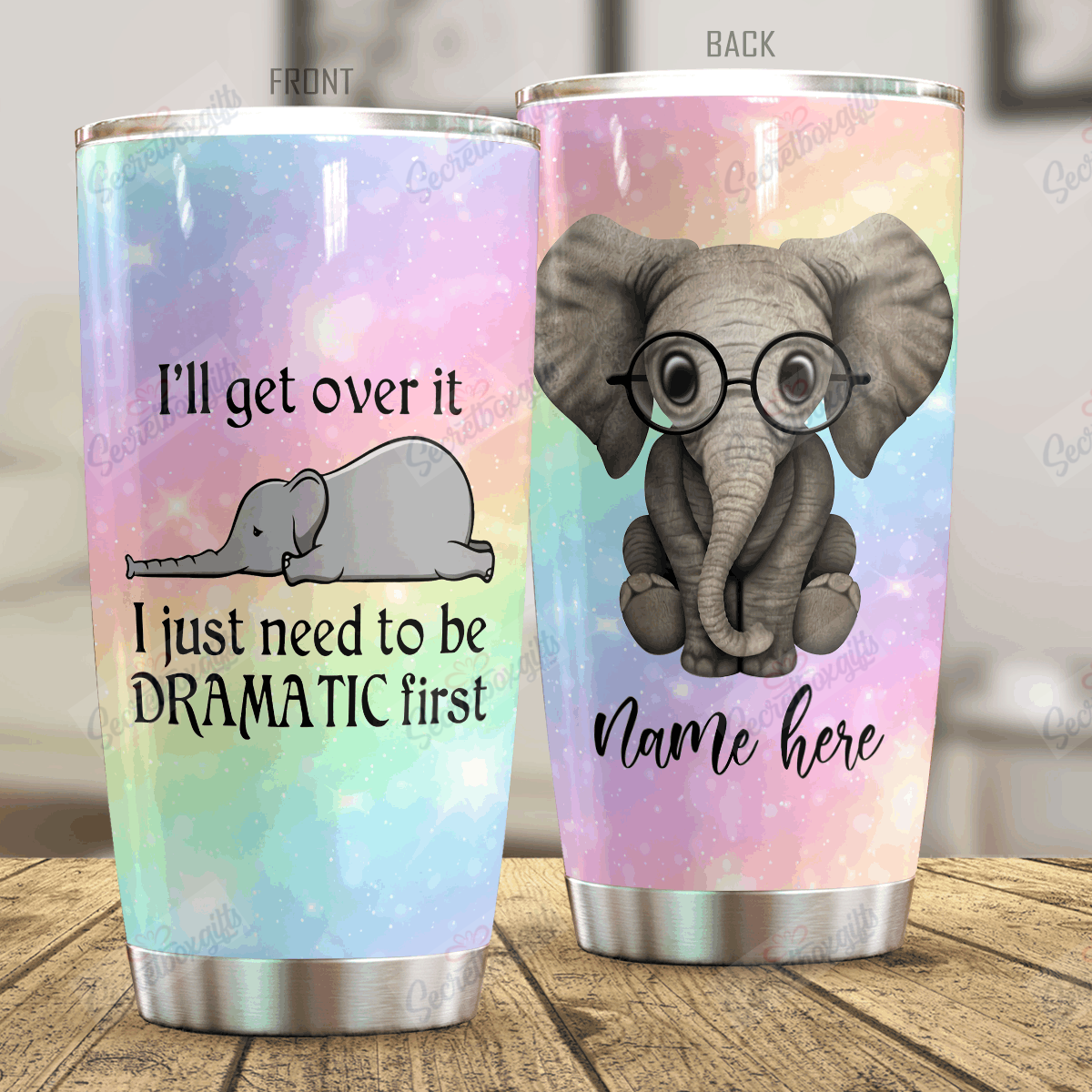 Personalized Dramatic Elephant Kl0210261Cl Stainless Steel Tumbler Travel Customize Name, Text, Number, Image