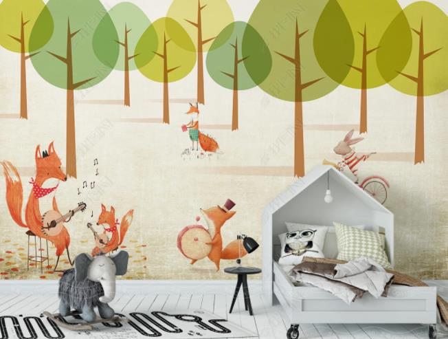 3D Northern Europe Hand-Painted Forest Fox Animal Wall Mural Wallpaper Sww1976