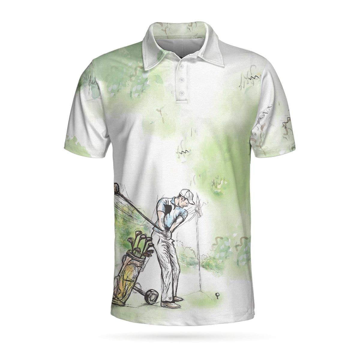 Golfer Painting Short Sleeve Polo Shirt #Dh - Sveltestyles Fashion