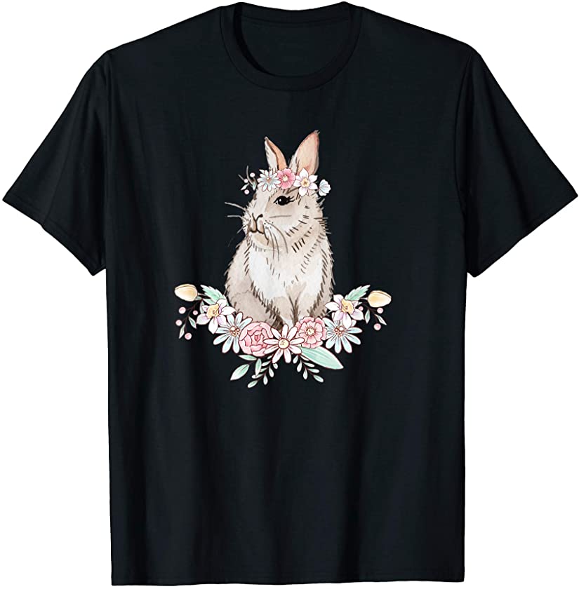 Cute Bunny Floral Easter Rabbit Lover Bunny Mom Easter Gift T-Shirt