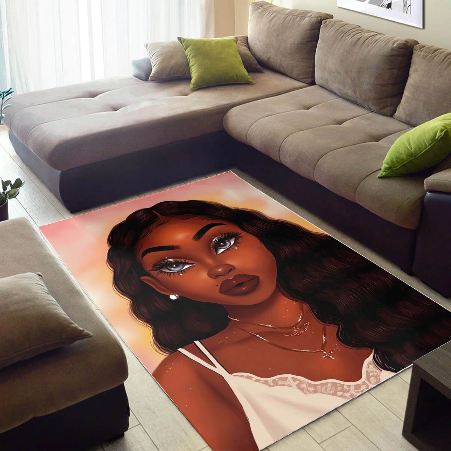 African Rugs Beautiful Girl With Afro African Inspired Area Rug Afrocentric Home Decor And Style WBG10143