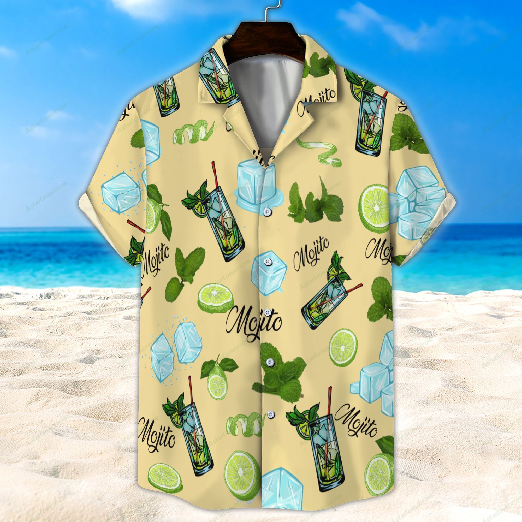 Light Yellow Mojito Cocktail Unisex Hawaiian Shirt Beach Hawaiian Ha33948