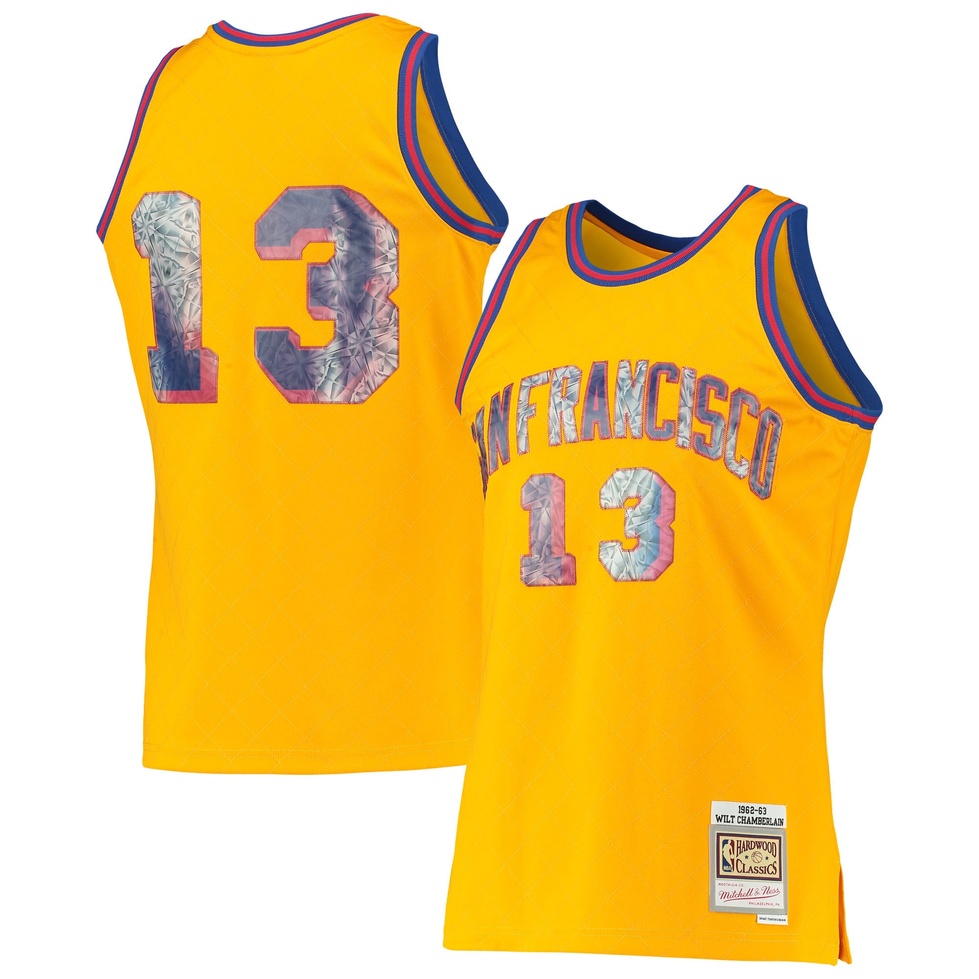 Wilt Chamberlain San Francisco Warriors Mitchell & Ness 1996-97 Hardwood Classics NBA 75th Anniversary Diamond Swingman Jersey – Gold