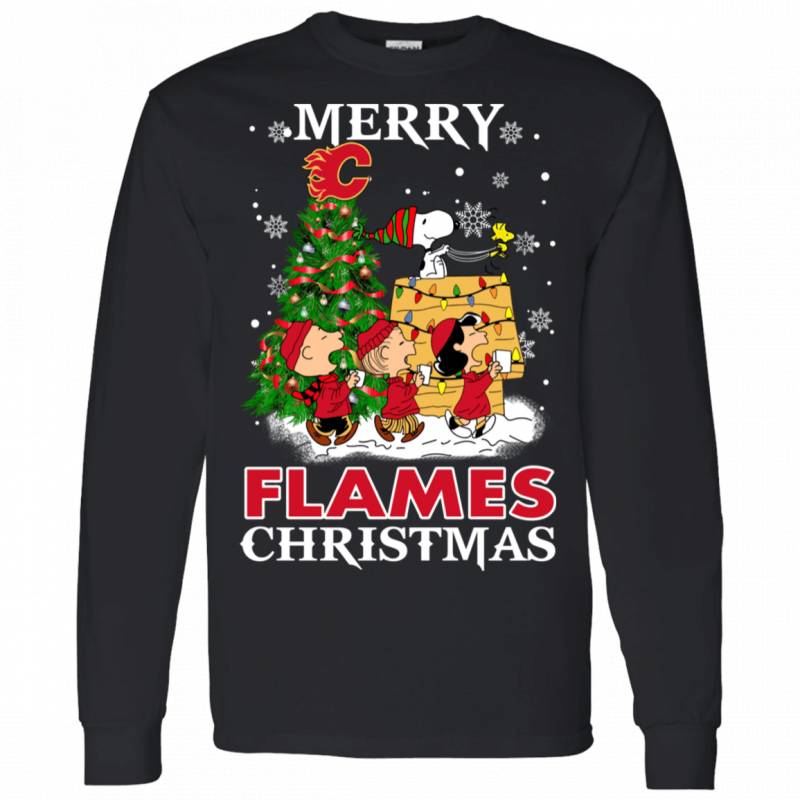 Merry Calgary Flames Christmas Snoopy Ugly Sweater Style Shirts